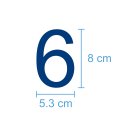 10 Klebezahlen selbstklebend wetterfest: „6“ ( 8 cm hoch, in blau)