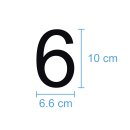10 Klebezahlen selbstklebend wetterfest: „6“ ( 10 cm hoch, in schwarz)
