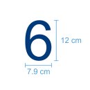 10 Klebezahlen selbstklebend wetterfest: „6“ ( 12 cm hoch, in blau)