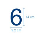 10 Klebezahlen selbstklebend wetterfest: „6“ ( 14 cm hoch, in blau)