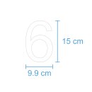 10 Klebezahlen selbstklebend wetterfest: „6“ ( 15 cm hoch, in weiß)