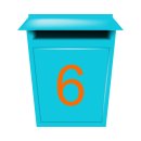 10 Klebezahlen selbstklebend wetterfest: „6“ ( 15 cm hoch, in orange)