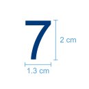 10 Klebezahlen selbstklebend wetterfest: „7“ ( 2 cm hoch, in blau)