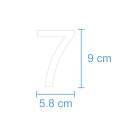 10 Klebezahlen selbstklebend wetterfest: „7“ ( 9 cm hoch, in weiß)