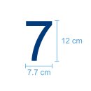 10 Klebezahlen selbstklebend wetterfest: „7“ ( 12 cm hoch, in blau)