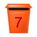 10 Klebezahlen selbstklebend wetterfest: „7“ ( 12 cm hoch, in rot)