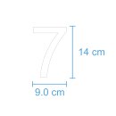 10 Klebezahlen selbstklebend wetterfest: „7“ ( 14 cm hoch, in weiß)
