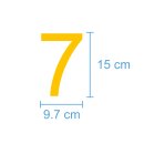 10 Klebezahlen selbstklebend wetterfest: „7“ ( 15 cm hoch, in gelb)