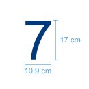 10 Klebezahlen selbstklebend wetterfest: „7“ ( 17 cm hoch, in blau)
