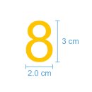 10 Klebezahlen selbstklebend wetterfest: „8“ ( 3 cm hoch, in gelb)