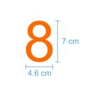 10 Klebezahlen selbstklebend wetterfest: „8“ ( 7 cm hoch, in orange)