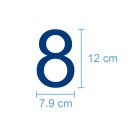 10 Klebezahlen selbstklebend wetterfest: „8“ ( 12 cm hoch, in blau)