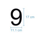 10 Klebezahlen selbstklebend wetterfest: „9“ ( 17 cm hoch, in schwarz)