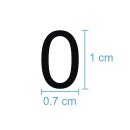 10 Klebezahlen selbstklebend wetterfest: „0“ ( 1 cm hoch, in schwarz)