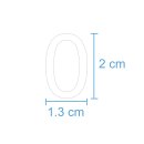 10 Klebezahlen selbstklebend wetterfest: „0“ ( 2 cm hoch, in weiß)