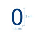 10 Klebezahlen selbstklebend wetterfest: „0“ ( 2 cm hoch, in blau)