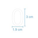 10 Klebezahlen selbstklebend wetterfest: „0“ ( 3 cm hoch, in weiß)