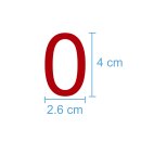 10 Klebezahlen selbstklebend wetterfest: „0“ ( 4 cm hoch, in rot)
