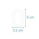 10 Klebezahlen selbstklebend wetterfest: „0“ ( 5 cm hoch, in weiß)