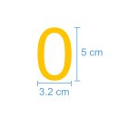 10 Klebezahlen selbstklebend wetterfest: „0“ ( 5 cm hoch, in gelb)