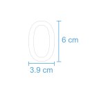 10 Klebezahlen selbstklebend wetterfest: „0“ ( 6 cm hoch, in weiß)