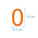 10 Klebezahlen selbstklebend wetterfest: „0“ ( 10 cm hoch, in orange)