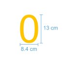 10 Klebezahlen selbstklebend wetterfest: „0“ ( 13 cm hoch, in gelb)