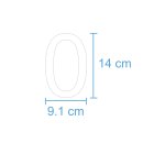 10 Klebezahlen selbstklebend wetterfest: „0“ ( 14 cm hoch, in weiß)